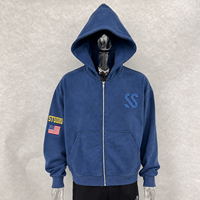 Fabricantes de Ropa Personalizada, Sudadera Corta con Capucha de Felpa Francesa Gruesa, Estampado DTG, Lavado Ácido Vintage, Bordado