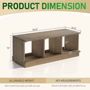 <span class=keywords><strong>Poulailler</strong></span> en bois à double couche, 3 compartiments, 35,5*14,5*14 pouces, gris, toit plat, <span class=keywords><strong>pour</strong></span> extérieur ou intérieur - Product Image 3