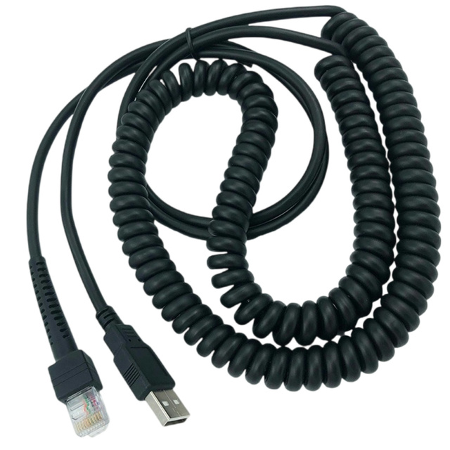 USB to RJ45 Barcode Scanner for LS3478 LS3578 LS9208 LS9203 Featuring Spiral Coiled Retractable Nylon and PVC Jacket Cable
