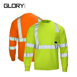 Hi-Vis Manica Lunga 100% Poliestere Riflettente Di Sicurezza del Traffico T-Shirt