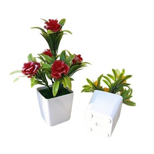 Bonsaï de roses artificielles Paulon en pots carrés de 12 pouces, couleurs vives, décoration de bureau, décoration intérieure, plantes en plastique pour aménagement paysager - Product Image 5
