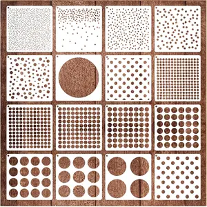 16 parça kabarcık geometrik zanaat Stencil Polka Dot şablonlar karışık medya daire Stencil