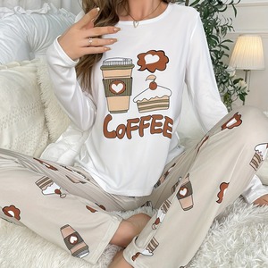 Conjunto <span class=keywords><strong>de</strong></span> Pijama <span class=keywords><strong>de</strong></span> Manga Larga <span class=keywords><strong>de</strong></span> Seda <span class=keywords><strong>de</strong></span> Leche para Primavera-Otoño, Cuello Redondo Informal, Ropa <span class=keywords><strong>de</strong></span> Dormir Holgada para Chicas Jóvenes, Apta para Usar en Exteriores - Product Image 4