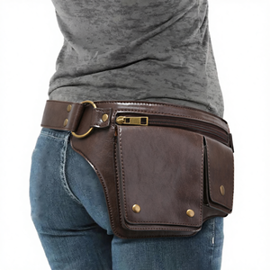 Ceintures de taille en cuir véritable 100% faites à la main en gros, couleur marron, sacs de poche de hanche, sacs de hanche pour unisexe, pour les voyages - Product Image 4