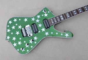 <span class=keywords><strong>Guitare</strong></span> électrique Flyoung de haute qualité, forme originale, couleur verte métallique avec motif étoiles - Product Image 2