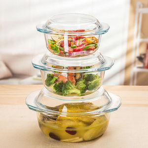 Recipientes de Vidrio <span class=keywords><strong>para</strong></span> <span class=keywords><strong>Microondas</strong></span> con Tapa, Aptos <span class=keywords><strong>para</strong></span> Horno, Cazuela de Vidrio Económica con Tapa, Cazuela Redonda con Asas - Product Image 3