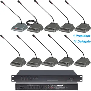 MiCWL Audio Inc 12台式鹅颈麦克风会议有线系统1主席11代表单元麦克风10米电缆