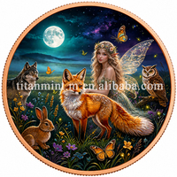 Pièce commémorative en cuivre pur 999 1OZ avec impression UV, thème Dark Fantasy Sorcière Vampyre Elfe, pièce de collection souvenir