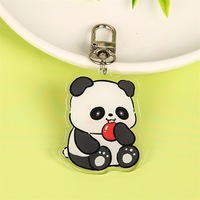 Joli pendentif en forme de panda, charme de dessin animé mignon, porte-clés en acrylique avec fermoir à ressort pour les cadeaux des amoureux des animaux