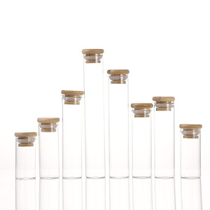 Chất lượng cao D30mm nhỏ rõ ràng Chai Thủy Tinh 10ml đến 110ml với tre Nắp bằng gỗ 15ml <span class=keywords><strong>25ml</strong></span> 30ml <span class=keywords><strong>50ml</strong></span> 60ml 80ml lọ - Product Image 1