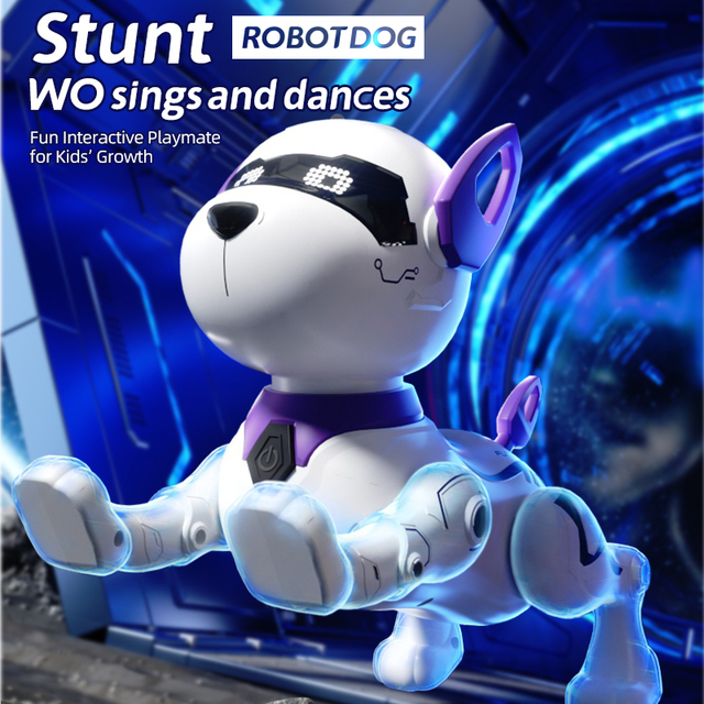 Kids Smart Remote Control Robot Dog Programmable Stunt Touch Interactive Electric Pet Toy