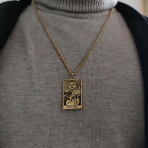 新款复古卡片深奥主义珠宝领子塔罗牌护身符主要的奥卡内斯吊坠不锈钢塔罗牌项链 - Product Image 3