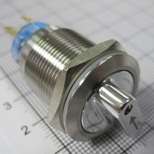 ZLQ19F-SWX11Z-B24V-S Saklar Tekan Logam dengan Pengunci Otomatis SPDT, Rumah SUS Tahan Debu IP60 IK10 dengan Lampu LED Biru Terang - Product Image 3