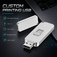 Logo Kustom USB 2.0/3.0 Kecepatan Tinggi Flash Drive Logam Geser Eksekutif Hadiah Bisnis Multi-Warna Portabel Garansi 1 Tahun