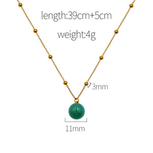 Stainless Steel Necklace Green Bead Pendant Clavicle Chain For Women Fashion Jewelry Gift - Product Image 4