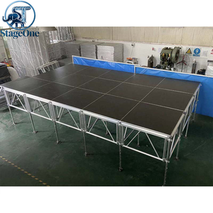 Plataforma de Escenario Ensamblada para Conciertos y Eventos, Totalmente en Aluminio Negro, con Patas de Altura Ajustable - Product Image 6