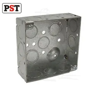 Square Weld Box with Raised Grounding and 3 Screws Steel Junction Box