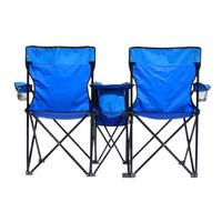 Chaise de camping et de plage pliable double pour 2 personnes avec grand parasol intégré – Idéale pour la pêche et le jardin