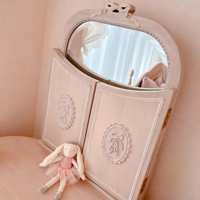 Table de maquillage en bois massif sculpté à la main, style princesse simple, avec tiroirs, pour chambre à coucher, style français crémeux
