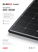 Module solaire monocristallin Longi LR5-54HTH 445W 450W 455W Hi-Mo X6 avec cadre noir pour système solaire, garantie 25 ans