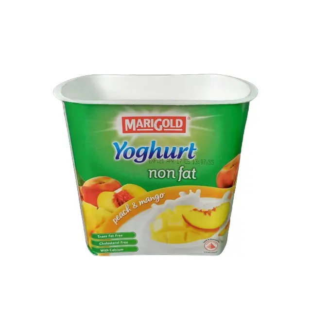 High quality disposable IML PP square box food packaging plastic box for yogurt