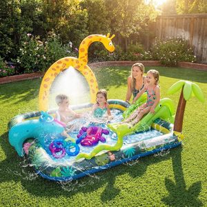 Parc aquatique pour enfants Jungle Animal Play Center avec toboggan et pulvérisateur, piscine pour enfants, jouet aquatique d'été pour jardin extérieur, 1025 x 75 pouces - Product Image 2