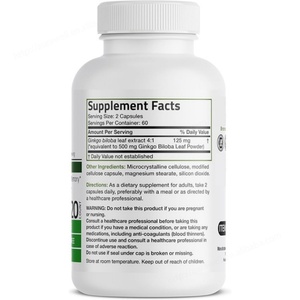 120 Capsules Végétariennes Ginkgo Biloba Extra Forte 125mg 500mg pour la Fonction Cérébrale et la Mémoire Capsules de Ginkgo Biloba - Product Image 2