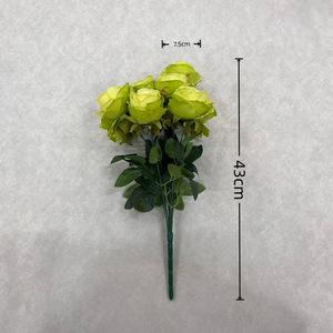 Flor Artificial de Seda <span class=keywords><strong>Hana</strong></span> Ken, Modelo Rosa Montaña Nevada de <span class=keywords><strong>9</strong></span> Cabezas 042, Alta Simulación, Arreglo Romántico para Pasillo, Arco de Hotel - Product Image 2