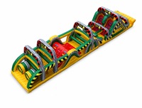 Parcours d'obstacles gonflable commercial sur le thème du cirque, modèle de jeu gonflable amusant OC034, en PVC robuste, pour défi des enfants, course en plein air, événement extérieur