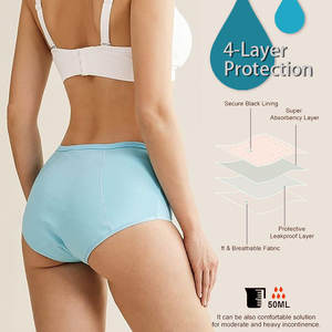 4 Schichten Stoff Unterwäsche Mid Waist Functional Leak Proof Menstruation unterwäsche Frauen Unterhosen Zeitraum Höschen - Product Image 1
