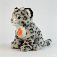 Peluche Léopard des Neiges Assis Réaliste, Vente en Gros Usine, Animal en Peluche de Simulation, Coton PP, En Stock OEM, Cadeau pour Enfants