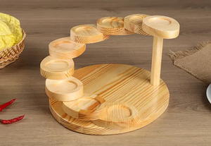 Mehrstufiges Schritt für Schritt Holz tablett Hot <span class=keywords><strong>Pot</strong></span> Restaurant Hotel Spinning Sushi Teller Tablett abgestuftes Tablett - Product Image 2