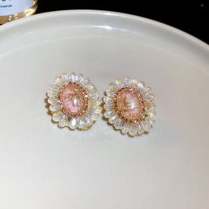 2025 nouveau gros mignon Style blanc cristal boucles d'oreilles haut de gamme lunette paramètres en alliage de Zinc pour anniversaire cadeau Occasions - Product Image 6