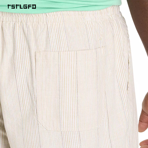 Oem Men'S Beach Shorts Plus Size Striped Cotton Linen Textured Pull On Shorts Gots Certified Custom Logo Summer Private Label - Product Image 4