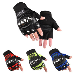 Guanti da moto senza dita in acciaio antiscivolo guanti da mezzo dito per palmo per protezione da guida - Product Image 1