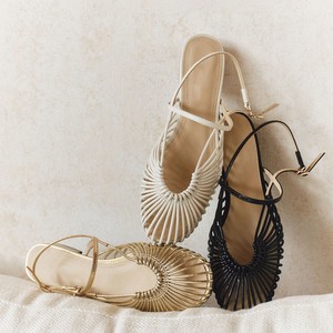 Elegant Women's Flat Heeled Sandals Open Toe Straw Buckle <b>Back</b> Strap Summer Style Breathable Genuine Leather Lining - Product Image 1