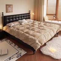 Lit capitonné de luxe réglable au design français moderne, avec tête de lit rembourrée douce, taille King Size, ensemble de meubles pour chambre principale