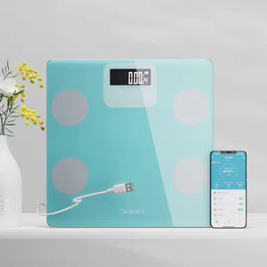 Nouvelle <span class=keywords><strong>balance</strong></span> numérique portable de style moderne, capacité 180 kg/396 lb, avec verre trempé épais, mesure avancée de la graisse corporelle, compatible avec application mobile, pour usage domestique - Product Image 1