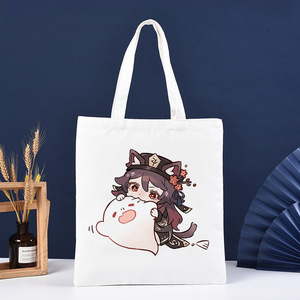 Sac en toile imprimé Genshin Impact <span class=keywords><strong>Hu</strong></span> <span class=keywords><strong>Tao</strong></span> pour le commerce transfrontalier, sac à bandoulière style Harajuku, sac de courses portable - Product Image 4