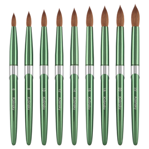 Luxury 9 Size Kolinsky Acrylic <b>Nail</b> Brush Set Marbled Wood Handle Rose Gold Ferrule for Powder <b>Extension</b> - Product Image 2