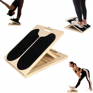3 in 1 Wood Slant Board Balance Board <b>Set</b> Resistance Bands Adjustable Calf Stretcher Portable Home Gym Rehab Fitness Training - Product Image 1