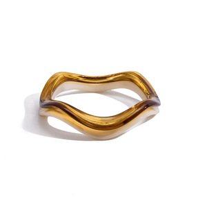 Acrylic Resin Wave Bracelet Geometric Women's Fashion Bangle Light Luxury Style 2-Piece - Product Image 5