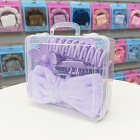 16 pièces/ensemble Spa lavage visage maquillage bandeaux bracelet fleur cheveux griffes pince femmes cheveux accessoires ensemble avec PVC boîte paquet