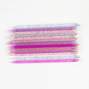 Reusable pedicure care manicure tools double end nail art cuticle pusher rhinestones dotting plastic manicure nail sticks