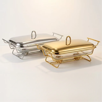 QY Réchaud de buffet en verre 1.5L 2L 3L, à cuve simple et double, rectangulaire, avec cadre en acier inoxydable, pour usage domestique et hôtelier