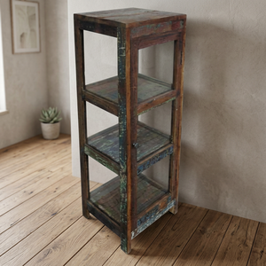 Vitrine rustique en bois récupéré avec porte en verre et rangement pour meubles de salon - Product Image 1
