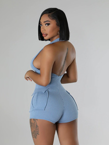 Da <span class=keywords><strong>donna</strong></span> <span class=keywords><strong>Chic</strong></span> Super elastico con cavezza a schiena scoperta con tasca 3D tuta Slim Fit tuta un pezzo 2024 <span class=keywords><strong>abbigliamento</strong></span> estivo <span class=keywords><strong>donna</strong></span> - Product Image 6