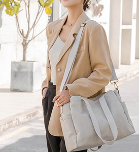 Grand sac fourre-tout en toile pour femmes et hommes, grand sac à bandoulière en toile de grande capacité pour femmes, sac fourre-tout en toile pour le shopping - Product Image 4