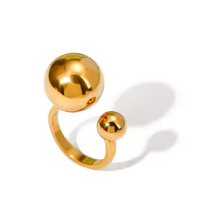 Eresi Mode Sieraden Ring High End 18K Pvd Vergulde Gradiënt Kralen Open Ring Roestvrij Staal Ring Voor Vrouwen Trendy Sieraden