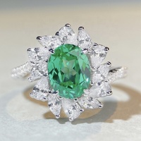 Bague de doigt en argent 925 avec grande pierre colorée personnalisée, bijoux fins, rubis vintage, délicate, luxueuse, pour femmes, anneaux en zircone cubique